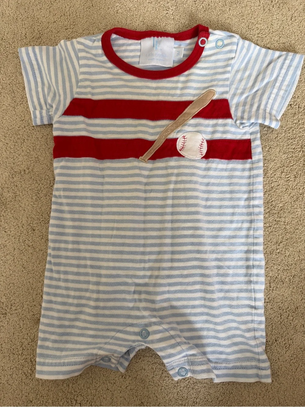 Little English Appliqué Baseball Romper
